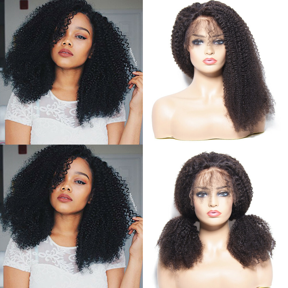 14inch Afro Kinky Curly Lace Front Wigs Brazilian Human Hair For