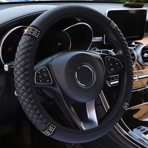 Four Seasons Universal Car Steering Wheel Cover 37-38cm Leather Embroidered Colo