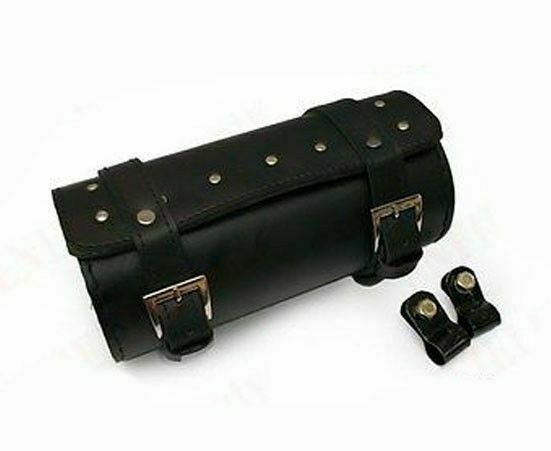 Kompatibel Mit Royal Enfield Schwarzer Nietleder Werkzeugtaschen-Roll @Uk-image