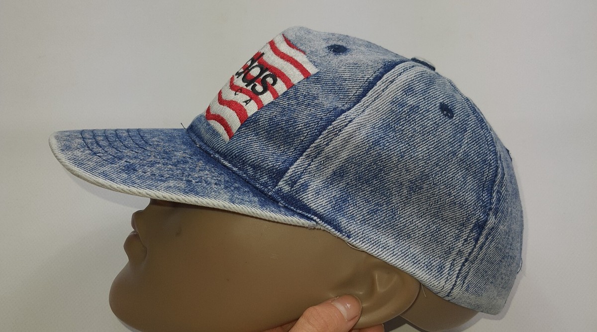 ADIDAS USA FLAG CAP HAT SNAPBACK VINTAGE 80s DENIM JEAN