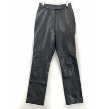 Wilsons Leather Maxima Womens Straight Leg Pants Black High Rise Stretch Snaps 2