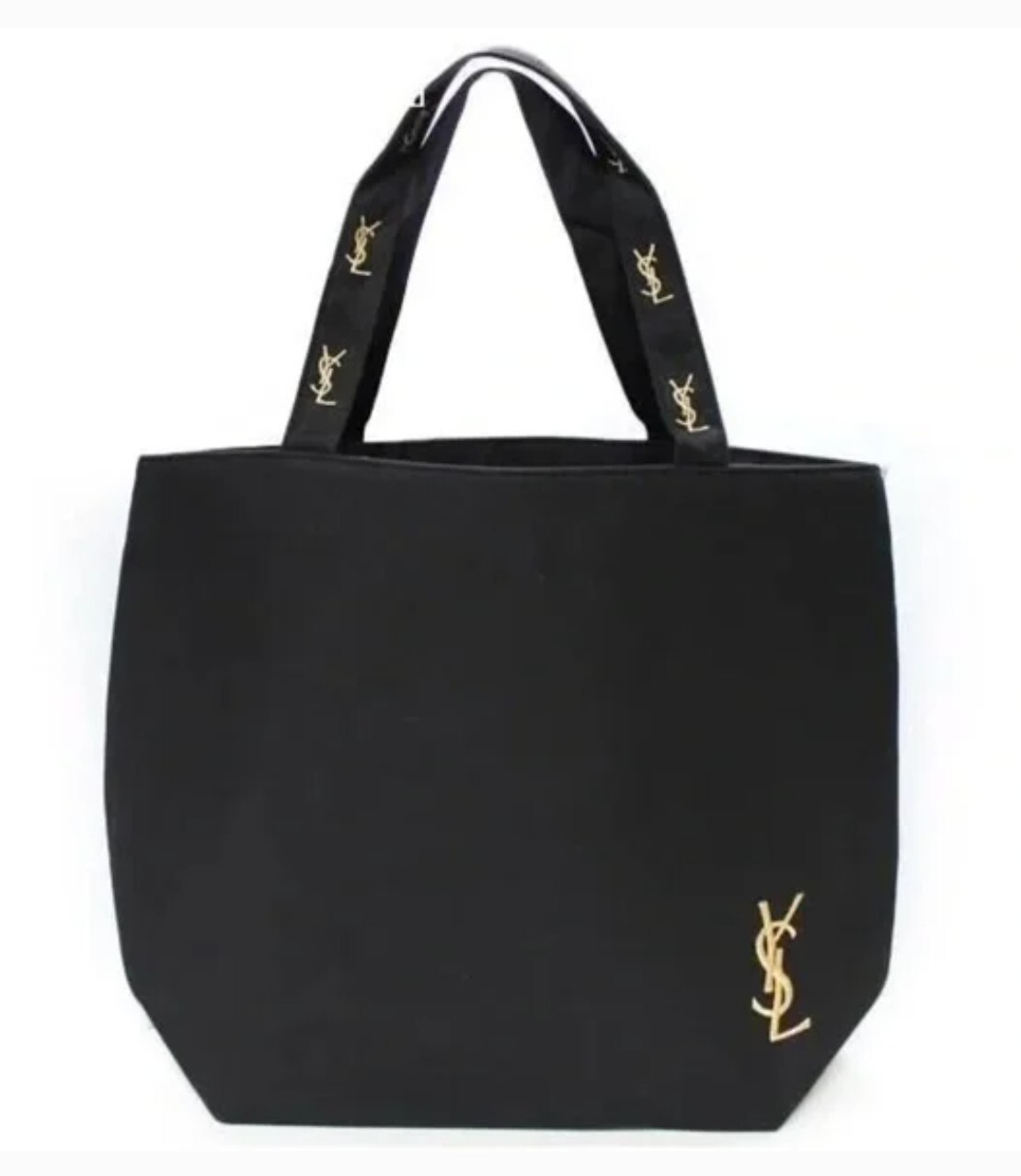 SAINT LAURENT *RARA* borsa in tela YSL Nuova!!! Nero con oro