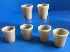 Akro Agate  Set 0f 6 Tan BUCKSKIN Slag Glass 2 inch Water Cup Glass Tumblers