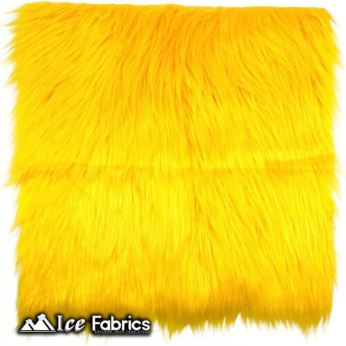 Tissus de glace pré-coupés tissu fausse fourrure carré fourrure jaune matériau - Photo 1 sur 6