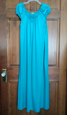 Vintage Lorraine Nightgown Small Teal Turquoise Nylon Long Made in USA