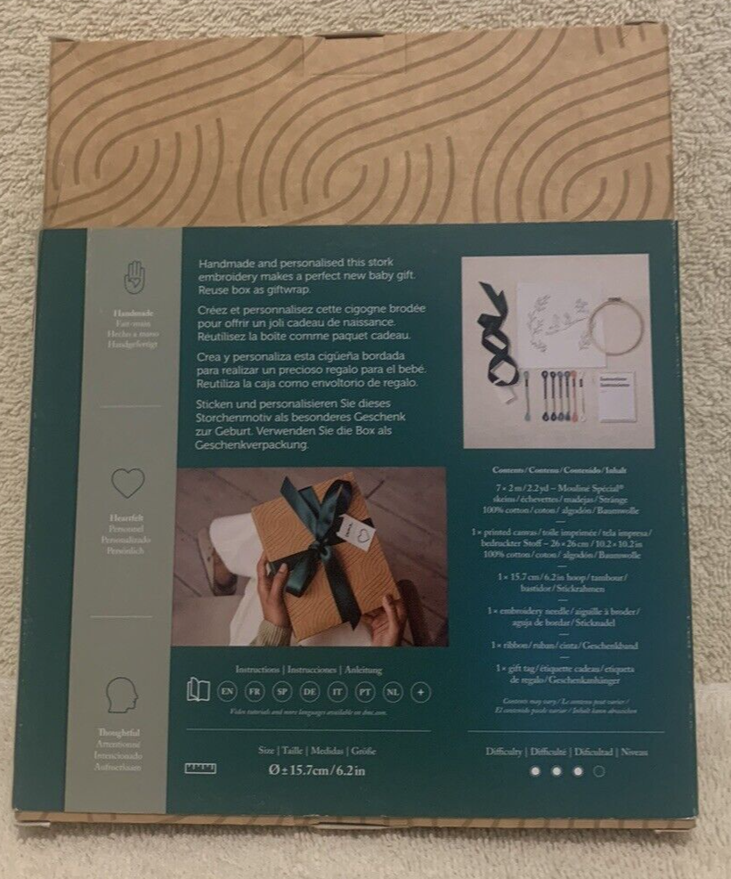 DMC Stork Baby Embroidery Keepsake Kit 6