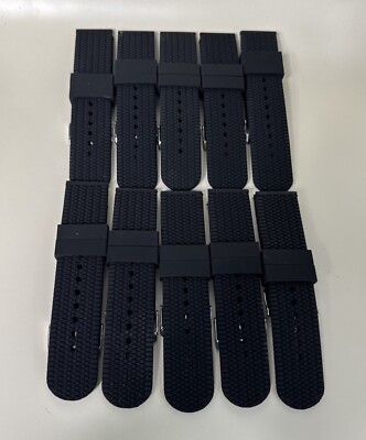 Lot Of (10) Silicone Watch Band Black 18mm Tire  Impression Replacement Band