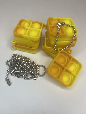 Push Pop Bubble Sensory Fidget Toy / Key Chain. Yellow And Orange, Fast Shipping