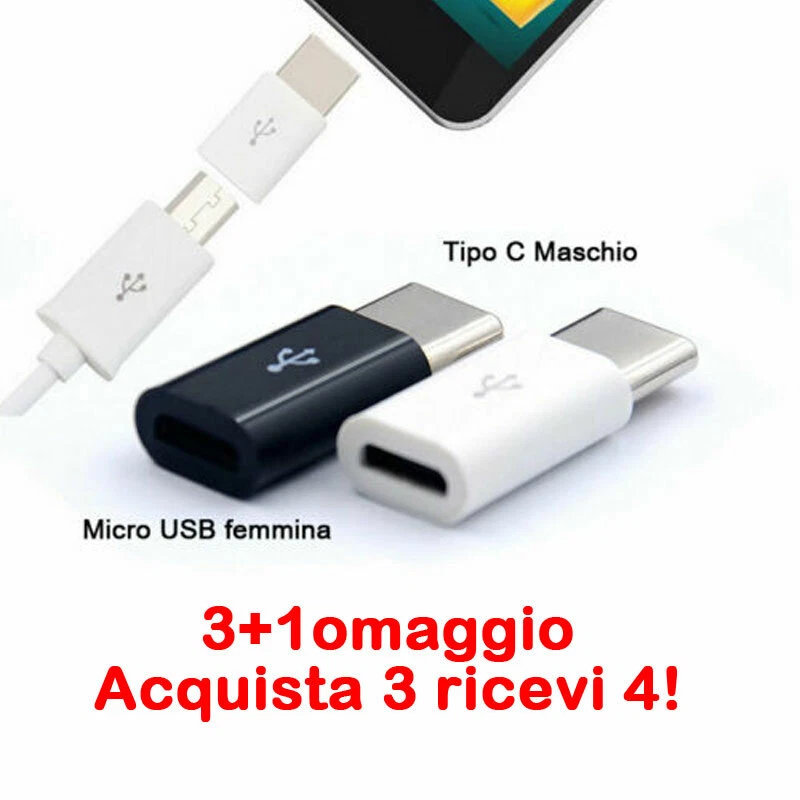 5Pz Adattatore Micro usb femmina a Tipo Type C Maschio connettore Per