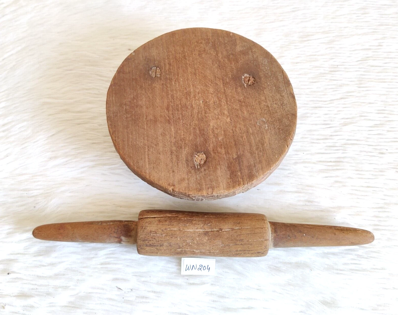 Antique Primitive Handmade Bread Baker Wooden Rolling Pin wooden Board WN204