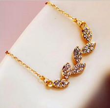 Fashion Sparkling Leaves Rose Gold GP/Cubic Zirconia Pendant Necklace