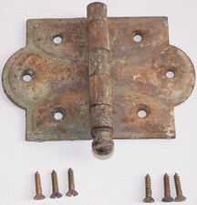 hinge set, door 1/8-in-thick steel, decorative design, 3-hole, vintage/nostalgic