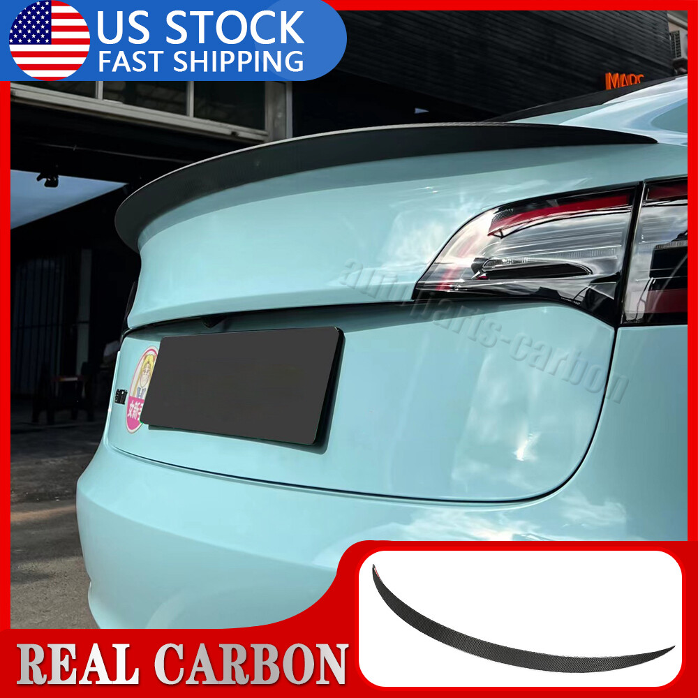 For Tesla Model 3 2017-2023 Lid Tailgate Trunk Spoiler Wing REAL Carbon Fiber