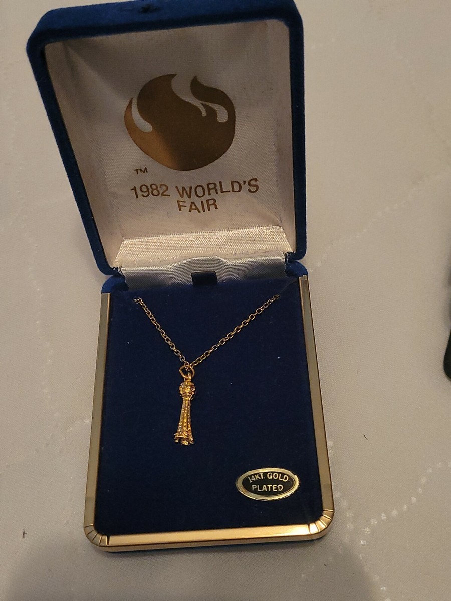 Vintage 1982 World's Fair 14k Gold Plated pendant and