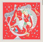 HERMES 90 CM 36 SILK TWILL SCARF SHAWL STORY OP GRENADINE GRIS VERT RED GRAY