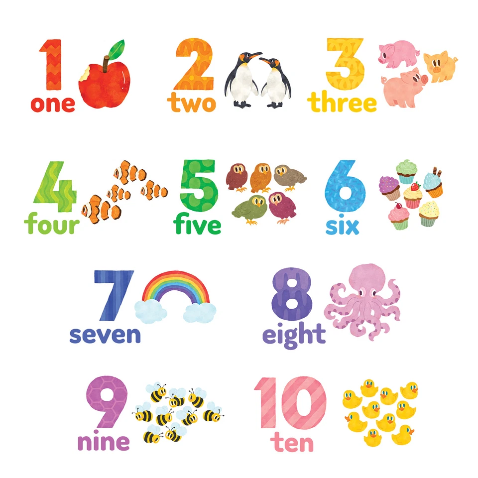 Decowall DS-8044 Animal Alphabet Number Colour Wall Stickers Decal Nursery Kids