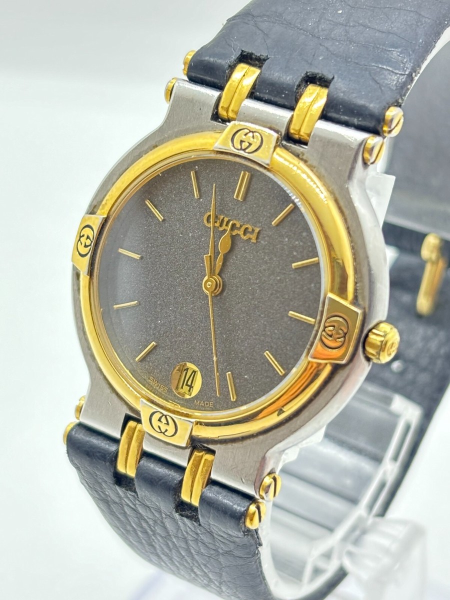 Exc+5 ] Gucci 9000M Vintage Watch Black Dial Used Working From