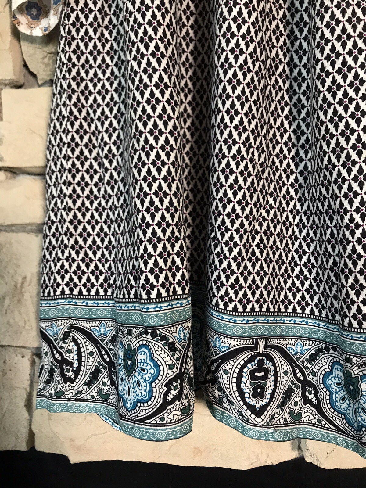 UMGEE Patchwork Mixed Media Dress - Split Bell Sl… - image 3