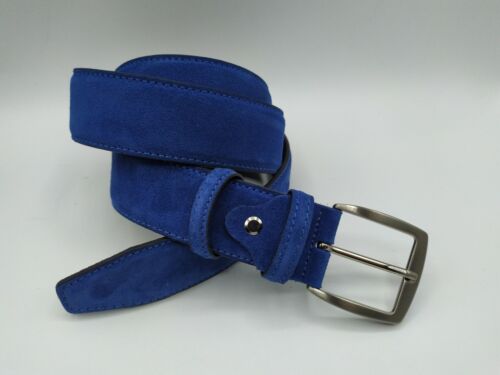 Cintura sportiva in camoscio blu elettrico in vera pelle Made in Italy  - Foto 1 di 12