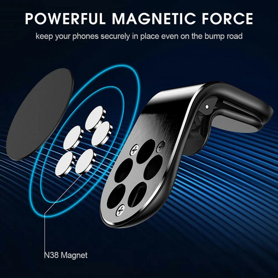 In Car Magnetic Phone Holder Fits Mount Air Vent Bracket For iPhone Android Sat - Image 4 of 4