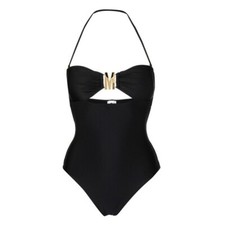 New NWT MOSCHINO M-Logo Bandeau Cut-Out One Piece Swimsuit S Small 350