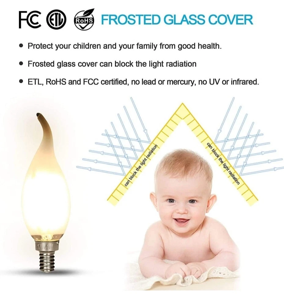 Candelabra Bulb 40W Equivalent 450LM 4000K Daylight White E12 Base... - Image 2 of 4