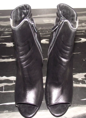 Halogen Black Leather Open Toe Zip Side High Heel Boots Women's Size 10M - Image 1 of 4