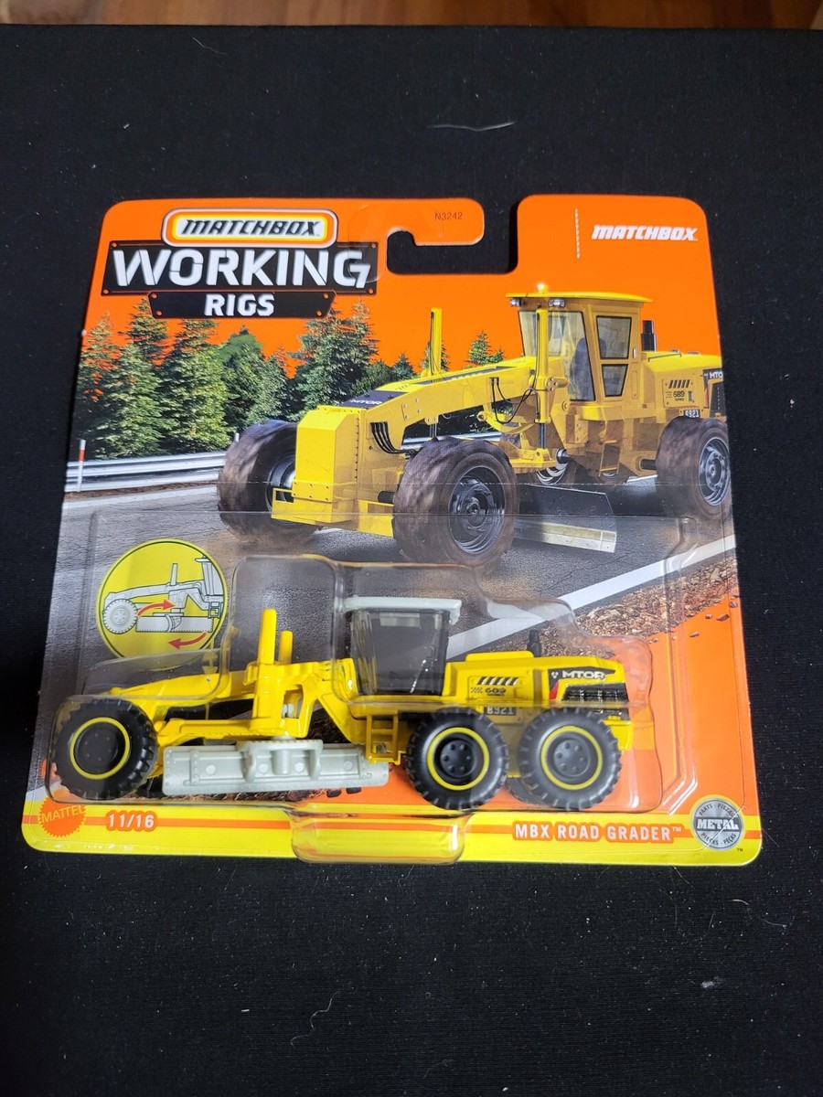 2022 Matchbox Working Rig 11/16 MBX ROAD GRADER Yellow New Near