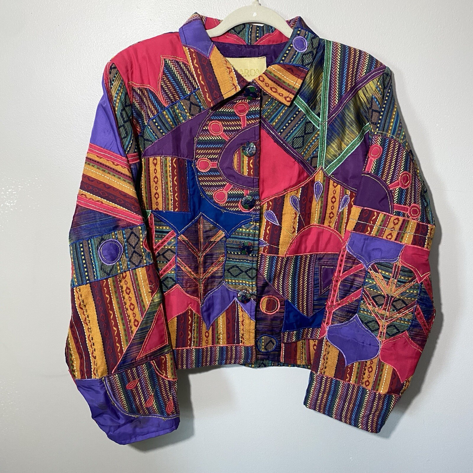 Vintage Women’s Patchwork Jacket Size Medium Kits… - image 1
