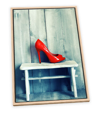 Red High Heel Shoe Fashion Red CANVAS FLOATER FRAME Wall Art