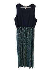 Urban Rose Navy & Green Sleeveless Long Dress Sz 3X