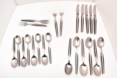 23 Piece Eldan Japan Stainless Steel Wood Handle MCM Flatware Assorted pieces
