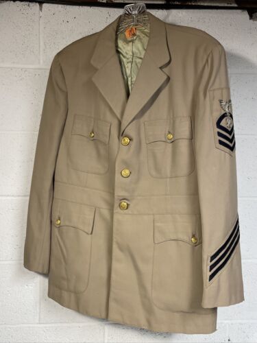 Davis Vietnam US Navy Khaki Tan Jacket Uniform Dress Coat USN Patches Bullion