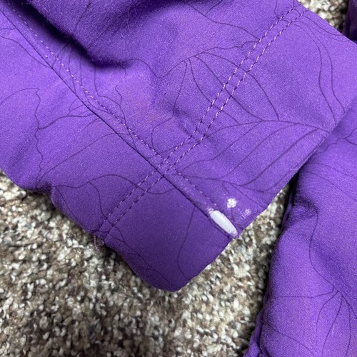 North Face Women’s Jacket XL Purple With Print Has Stains READ DESCRIPT/PHOTOS - Picture 3 of 13