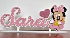 nome  legno personalizzato decorazione baby topolino e minnie