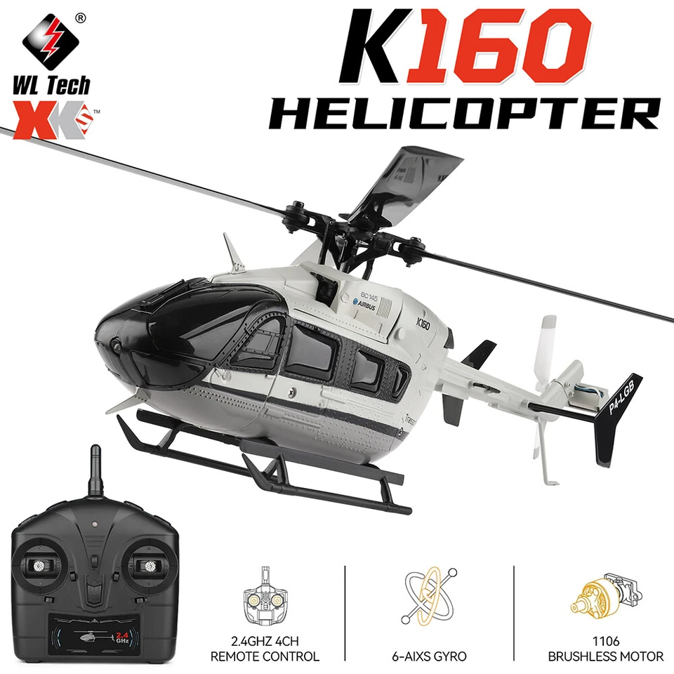 WLToys K160 RC Helicopter Brushless Motor 2.4GHz 4CH 6-axis Gyro Airplane Grey - Image 4 of 4