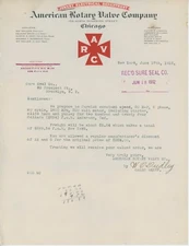 1912 American Rotary Valve Co. Letterhead Chicago IL Jenney Electrical Electric