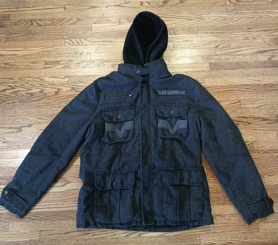 Chaqueta con Capucha Affliction Negra Premium Cremallera Completa/Snaps Gris Talla XL Foto 2 de 4