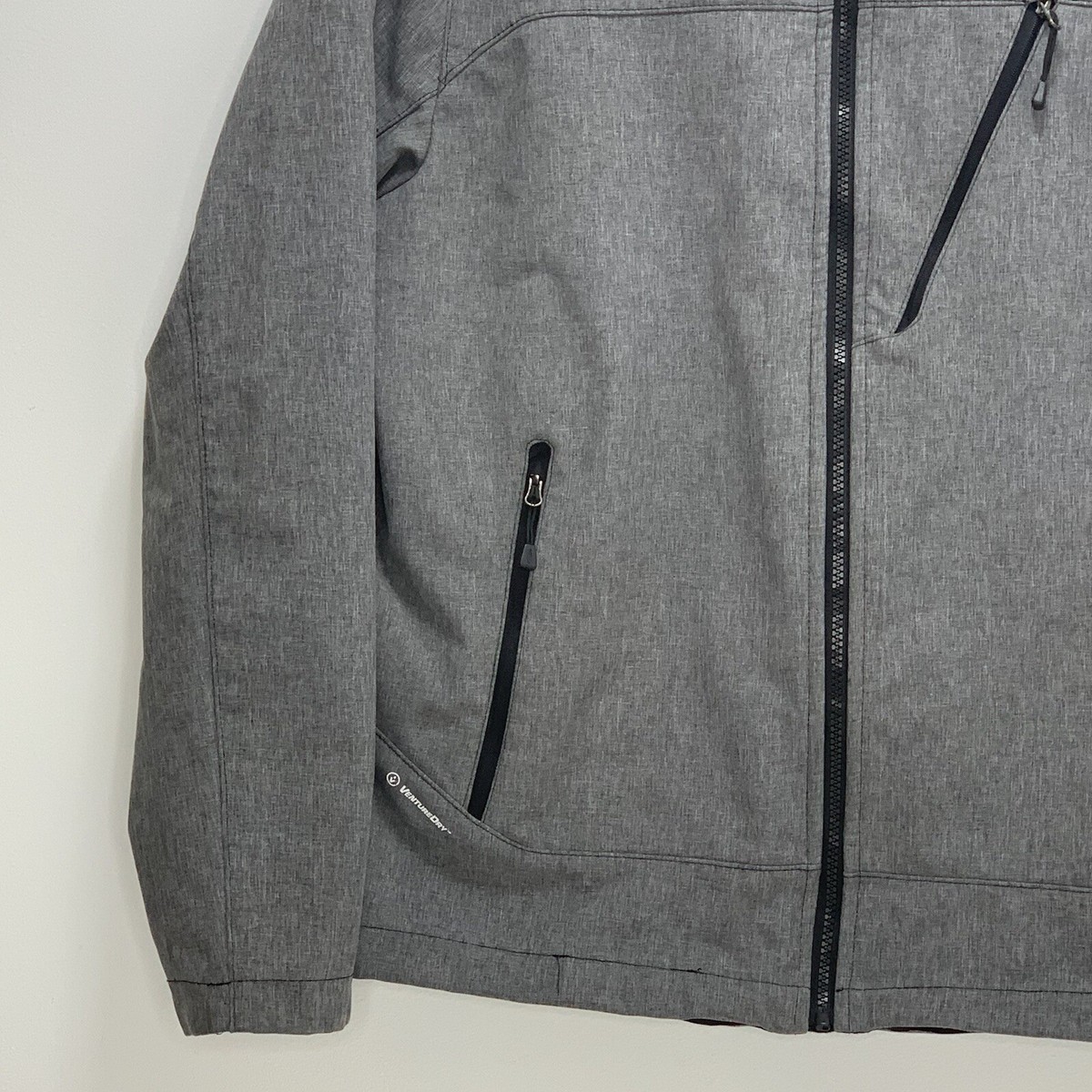 Champion Men Size M Gray Venture Dry Soft Shell Jacket Zip Pockets