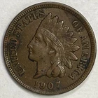 1907 Indian Head Cent Choice Extremely Fine XF+ Coin #5236