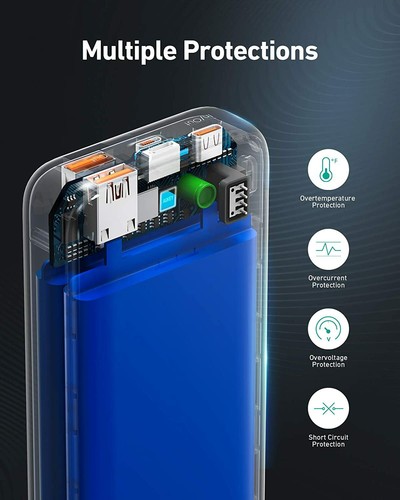 AUKEY USB C Power Bank 20000mAh, Portable Charger Large-Capacity with 3 Outputs - Picture 7 of 9