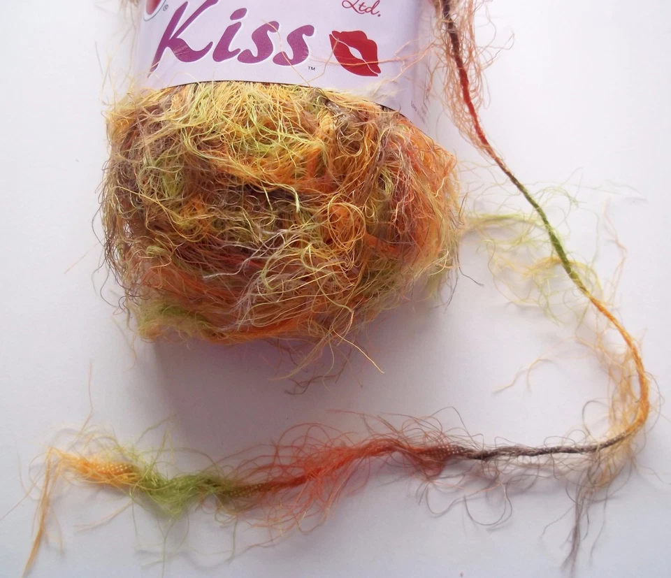 3 Skeins New Red Heart KISS Eyelash Yarn Color 3530 ELF Made in Italy Earth Tone - Image 2 of 4