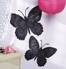 2 Huge Butterfly Chalkboard Removalbe Decals Stickers Peel n Stick Wall Murals