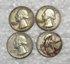 1961 / 1962 D WASHINGTON Quarter US 25C Silver Coins lot of 4