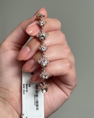   Rose Gold Crystal Flower Bracelet by Marchesa   7 in | with Defects