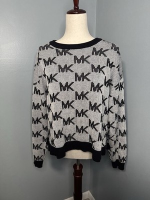 Michael Michael Kors Women s Black/Gray MK Logo Crewneck Sweater Sz M