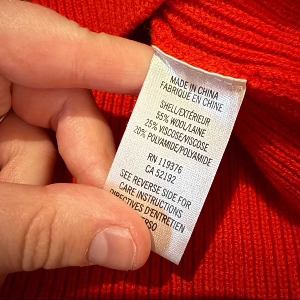 Suéter de punto grueso Helmut Lang para mujer talla XS rojo dobladillo alto bajo Foto 4 de 4