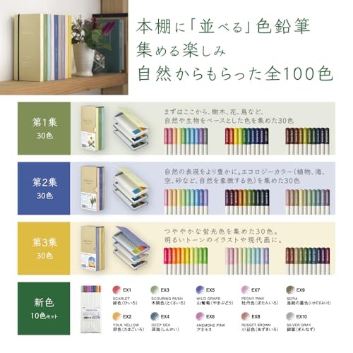 Tombow Irojiten Colored Pencils 30 Colors Book Style Set Vol.3 Fluorescent