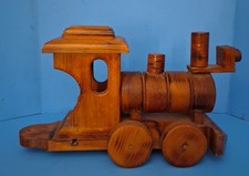 Handcrafted Wooden Pine Three Car Train- Engine Coal Tender Caboose