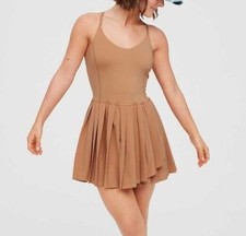 OFFLINE By Aerie Real Me Size S Pleated Dress w/ Shorts Tan Tennis Athleisure